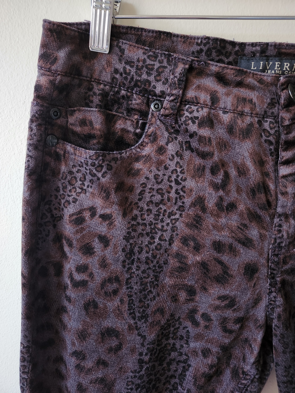 Plum Slim Straight Animal Print Velvet Pants - Picture 5 of 10